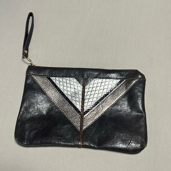 Maya Moon Handmade One-of-a-Kind Recycled Leather Clutch Wristlet Brown Copper - Picture 4 of 16